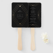 Gold Diamond Black Geometric Deco Gatsby Wedding Handwaaier (Voorkant en achterkant)