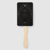 Gold Diamond Black Geometric Deco Gatsby Wedding Handwaaier (Voorkant)
