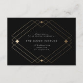 Gold Diamond Black Geometric Deco Gatsby Wedding Informatiekaartje (Voorkant)