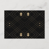 Gold Diamond Black Geometric Deco Gatsby Wedding Informatiekaartje (Achterkant)