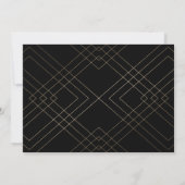 Gold Diamond Black Geometric Deco Gatsby Wedding Kaart (Achterkant)