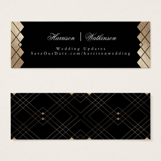 Gold Diamond Black Geometric Deco Gatsby Wedding Mini Visitekaartjes (Voorkant /achterkant)