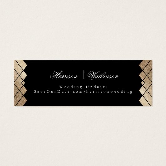 Gold Diamond Black Geometric Deco Gatsby Wedding Mini Visitekaartjes (Voorkant)