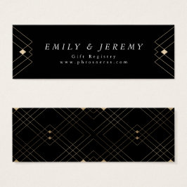 Gold Diamond Black Geometric Deco Gatsby Wedding Mini Visitekaartjes