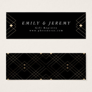 Gold Diamond Black Geometric Deco Gatsby Wedding Mini Visitekaartjes