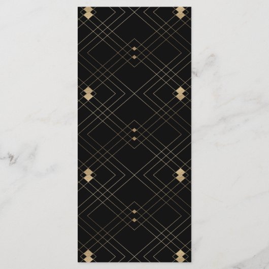 Gold Diamond Black Geometric Deco Gatsby Wedding Programmakaart (Achterkant)