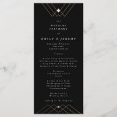 Gold Diamond Black Geometric Deco Gatsby Wedding Programmakaart (Voorkant)