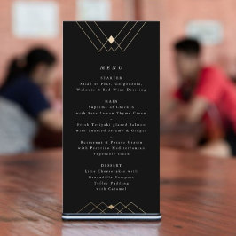Gold Diamond Black Geometric Deco Gatsby Wedding Programmakaart