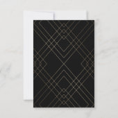 Gold Diamond Black Geometric Deco Gatsby Wedding RSVP Kaartje (Achterkant)