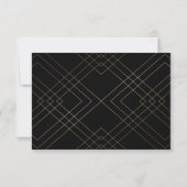 Gold Diamond Black Geometric Deco Gatsby Wedding RSVP Kaartje (Achterkant)
