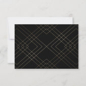 Gold Diamond Black Geometric Deco Gatsby Wedding RSVP Kaartje (Achterkant)