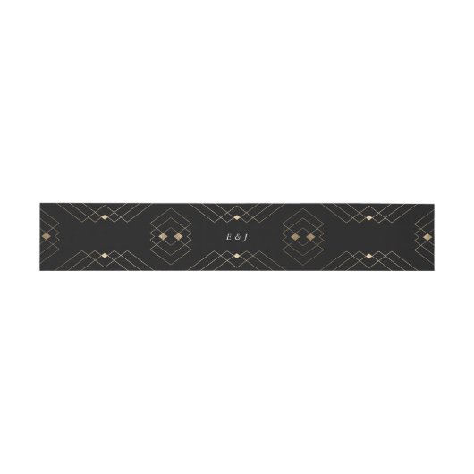 Gold Diamond Black Geometric Deco Gatsby Wedding Uitnodigingen Wikkel (Vlak)