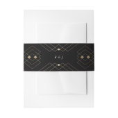 Gold Diamond Black Geometric Deco Gatsby Wedding Uitnodigingen Wikkel (Voorkant Voorbeeld)