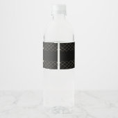 Gold Diamond Black Geometric Deco Gatsby Wedding Waterfles Etiket (Achterkant)