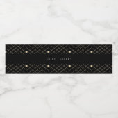 Gold Diamond Black Geometric Deco Gatsby Wedding Waterfles Etiket (Enkel label)