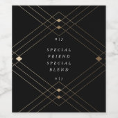 Gold Diamond Black Geometric Deco Gatsby Wedding Wijn Etiket (Enkel label)