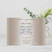 Gold Diamond Champagne Glass ELEGANT WEDDING Kaart (Staand voorkant)