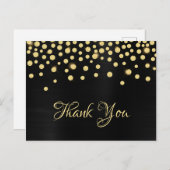 Gold Diamond Confetti Black Satin Gradient Folie Briefkaart (Voorkant / Achterkant)