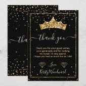 Gold Diamond Confetti Tiara Sweet 16 Bedankkaart (Voorkant / Achterkant)