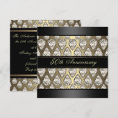 Gold Diamond Design Wedding Jubileum Invite Kaart (Voorkant / Achterkant)