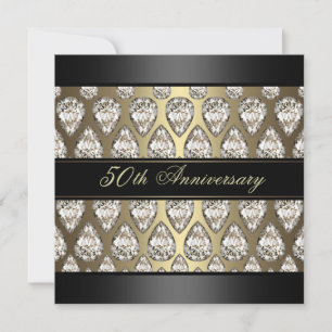 Gold Diamond Design Wedding Jubileum Invite Kaart