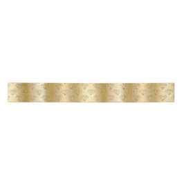 Gold Diamond Elegant Sparkle Wedding Verloving Satijnen Lint