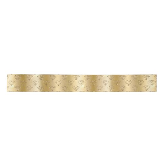 Gold Diamond Elegant Sparkle Wedding Verloving Satijnen Lint (Voorkant)