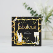 Gold Diamond Fabulous Glitter High Heels Party Kaart (Staand voorkant)