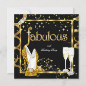 Gold Diamond Fabulous Glitter High Heels Party Kaart (Voorkant)