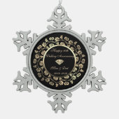 Gold Diamond, Floral 10th Wedding Jubileum Tin Sneeuwvlok Ornament (Voorkant)