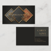 Gold Diamond Floral Color Block Midnight Black Visitekaartje (Voorkant / Achterkant)