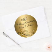 Gold Diamond Floral Swirl 50e Jubileum Sticker (Envelop)