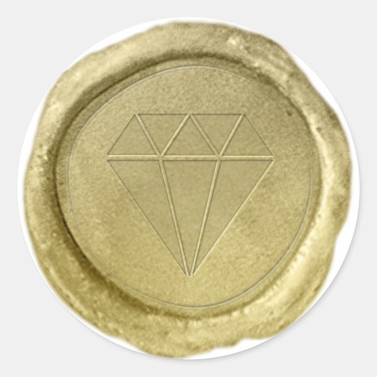Gold Diamond Gem Shape Wax Seal Look Sticker (Voorkant)
