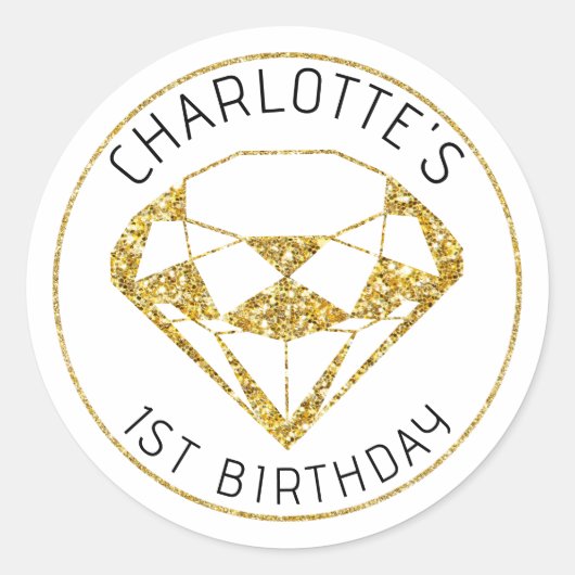Gold Diamond Gem Verjaardag Favoriete Sticker (Voorkant)
