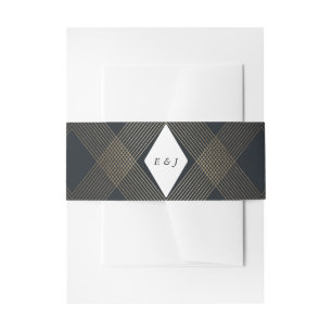 Gold Diamond Geometric Art Deco Navy Uitnodigingen Wikkel
