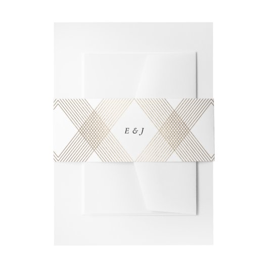 Gold Diamond Geometric Art Deco White Gatsby Uitnodigingen Wikkel (Voorkant Voorbeeld)