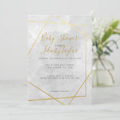 Gold Diamond Geometric Grey Waterverf Baby shower Kaart (Staand voorkant)