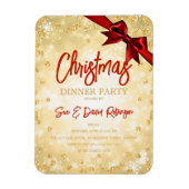 Gold Diamond Glitter Red Ribbon Xmas Invite Magneet (Verticaal)