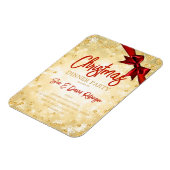 Gold Diamond Glitter Red Ribbon Xmas Invite Magneet (Linkerzijde)