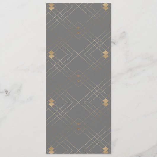 Gold Diamond Gray Geometric Deco Gatsby Menu (Achterkant)