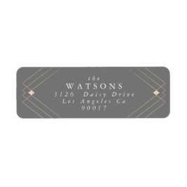 Gold Diamond Gray Geometric Deco Gatsby Wedding Etiket