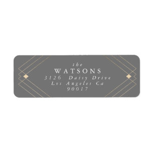 Gold Diamond Gray Geometric Deco Gatsby Wedding Etiket