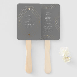 Gold Diamond Gray Geometric Deco Gatsby Wedding Handwaaier
