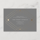 Gold Diamond Gray Geometric Deco Gatsby Wedding Informatiekaartje (Voorkant)