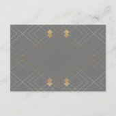 Gold Diamond Gray Geometric Deco Gatsby Wedding Informatiekaartje (Achterkant)