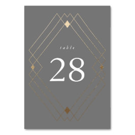 Gold Diamond Gray Geometric Deco Gatsby Wedding Kaart