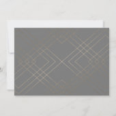 Gold Diamond Gray Geometric Deco Gatsby Wedding Kaart (Achterkant)