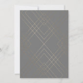 Gold Diamond Gray Geometric Deco Gatsby Wedding Kaart (Achterkant)