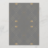 Gold Diamond Gray Geometric Deco Gatsby Wedding Menu (Achterkant)