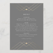 Gold Diamond Gray Geometric Deco Gatsby Wedding Menu (Voorkant)